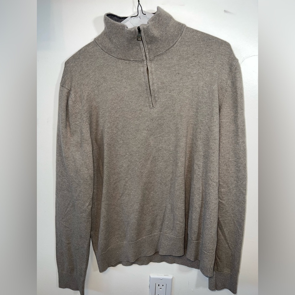 Worn Once, Mens Banana Republic Quarter Zip Sweater - Tan - Small